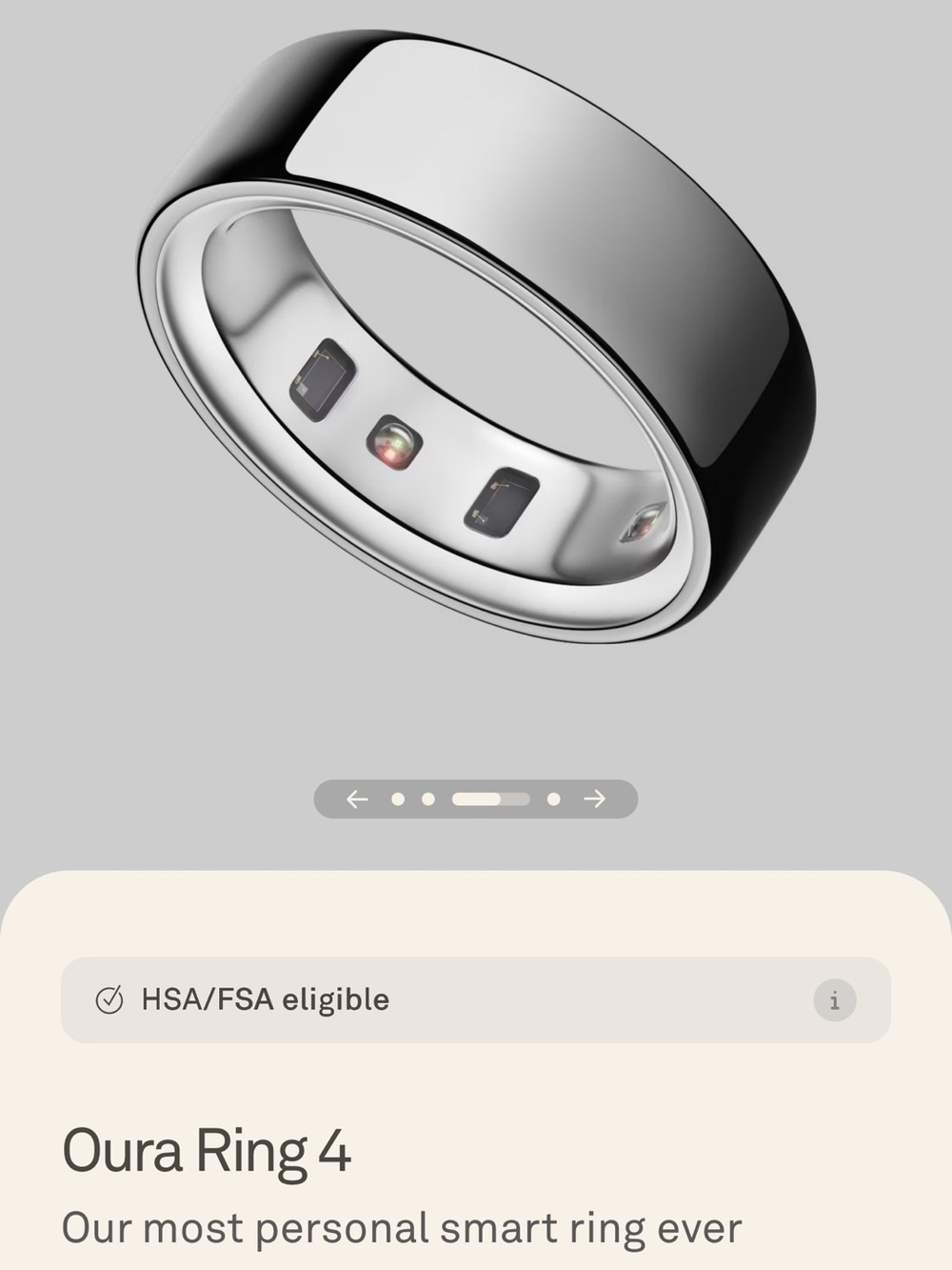 Oura Ring 4 silver - size 7